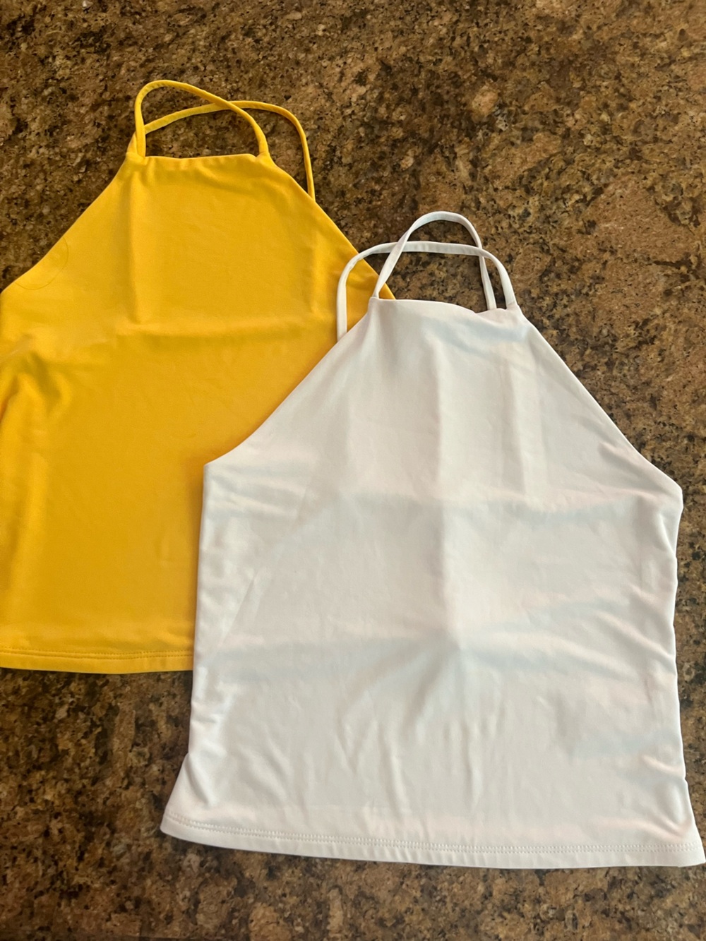 EXPRESS body contour compression tops Yellow & White
